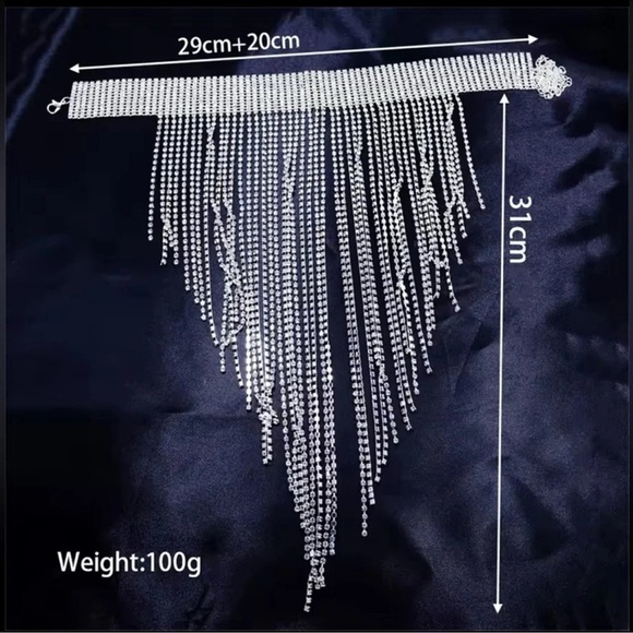 Tassel Zircon Fringe Choker Luxury Necklace - Picture 8 of 12